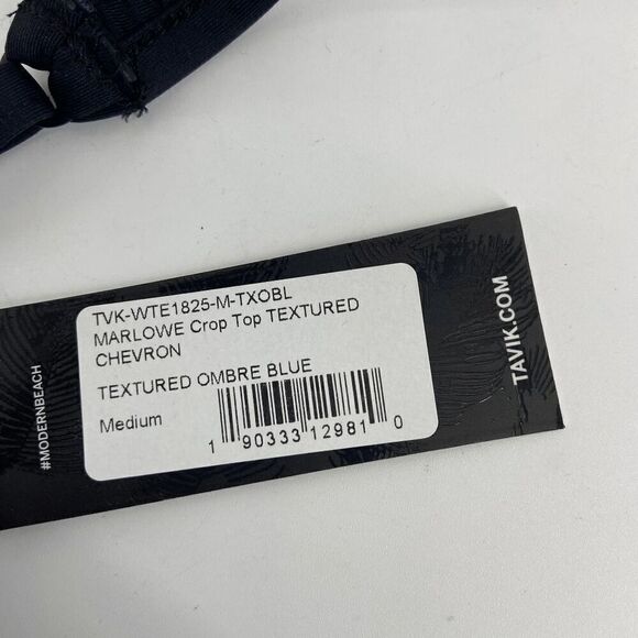 Tavik Marlowe Women Ombre blue Textured Chevron New Crop Bikini Top Medium - Picture 7 of 10